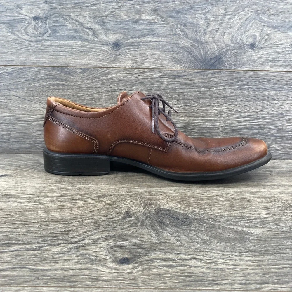 ECCO Helsinki Bicycle Toe Oxford Mens EU 45 Brown Leather Lace Up Dress Shoes